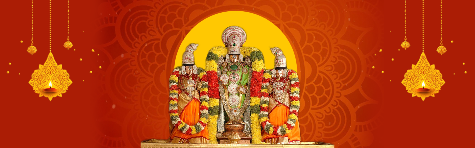 Sri Venkateshwara with Sri Devi and Bhu Devi